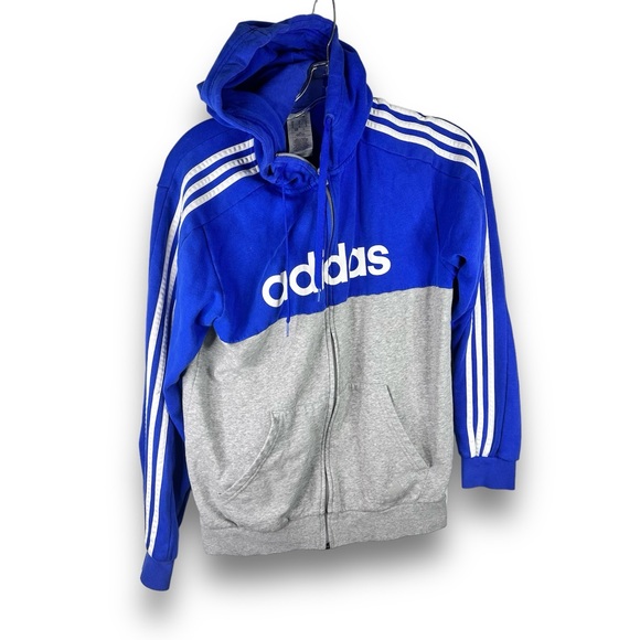Adidas Hooded Jacket - Medium Blue, Grey and white Sportswear - Picture 4 of 5